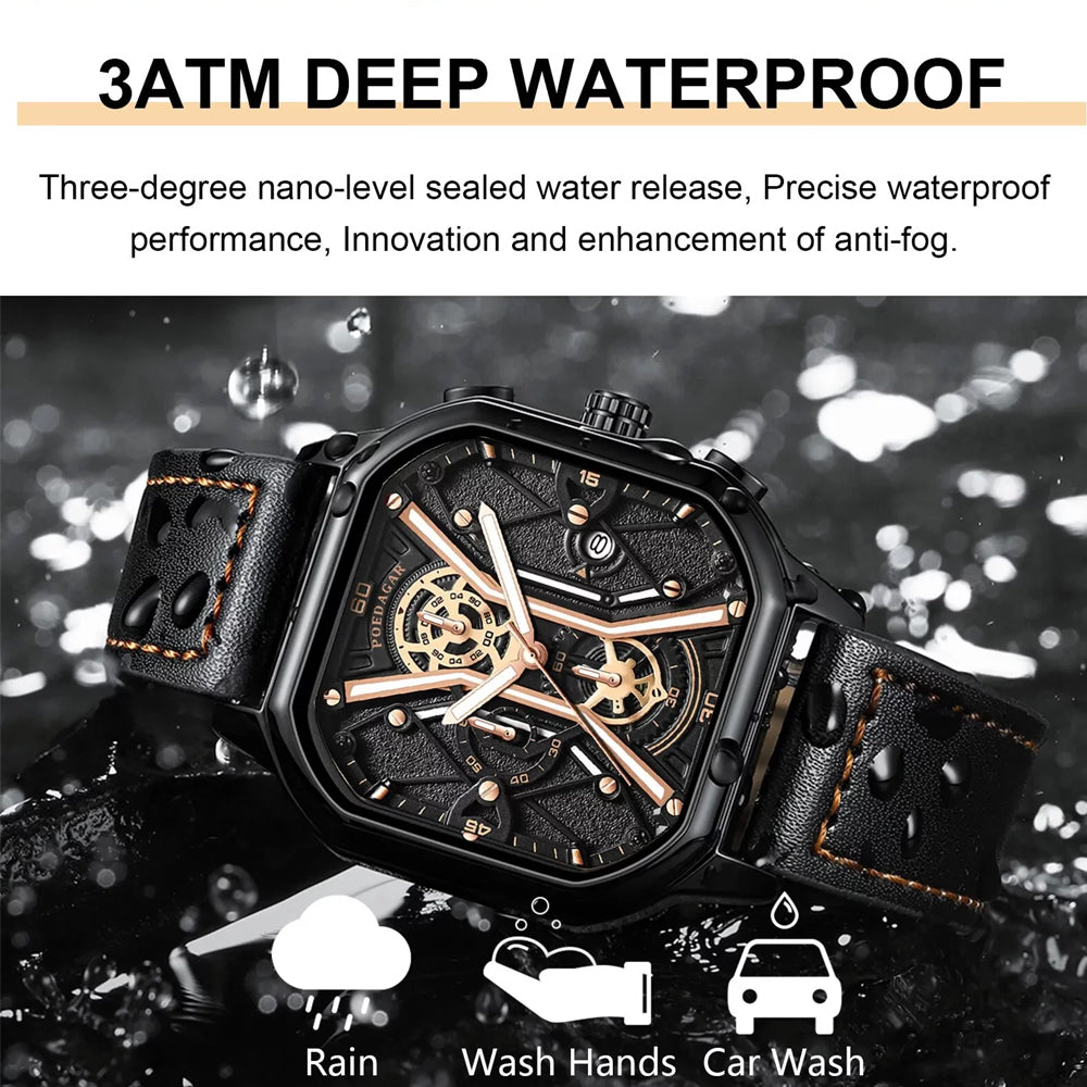 Casual Luxury Men High Quality Waterproof Chronograph Luminous Date Man Watches Leather Men’s Quartz Wrist Watch