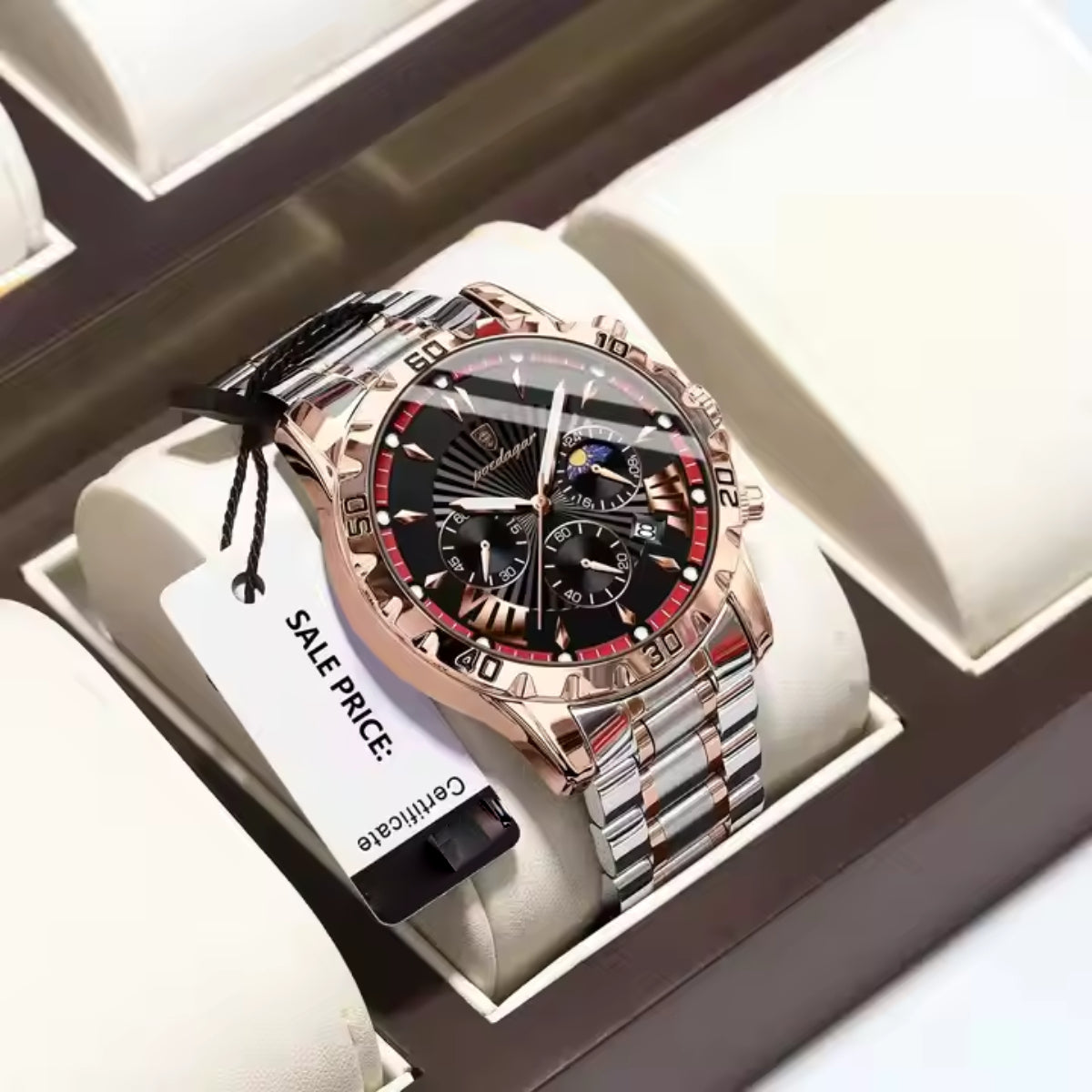 Luminous Men Quartz Watches Chronograph Stainless Steel Wristwatch