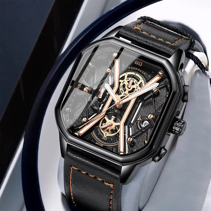 Casual Luxury Men High Quality Waterproof Chronograph Luminous Date Man Watches Leather Men’s Quartz Wrist Watch
