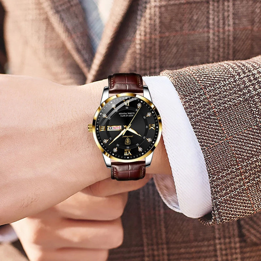 Luminous Top Brand Luxury Leather Casual Sports Quartz Wristwatch Military Man Watch For Men