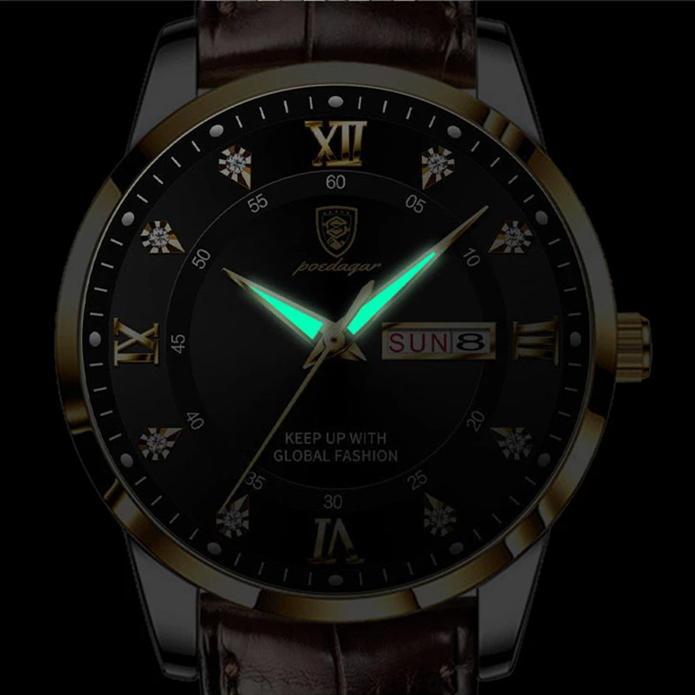 Luminous Top Brand Luxury Leather Casual Sports Quartz Wristwatch Military Man Watch For Men