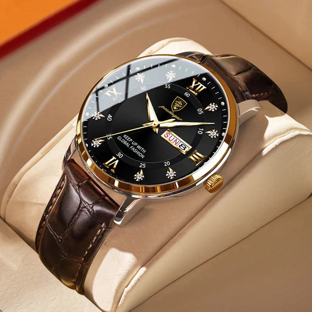 Luminous Top Brand Luxury Leather Casual Sports Quartz Wristwatch Military Man Watch For Men