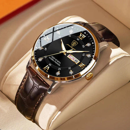 Luminous Top Brand Luxury Leather Casual Sports Quartz Wristwatch Military Man Watch For Men