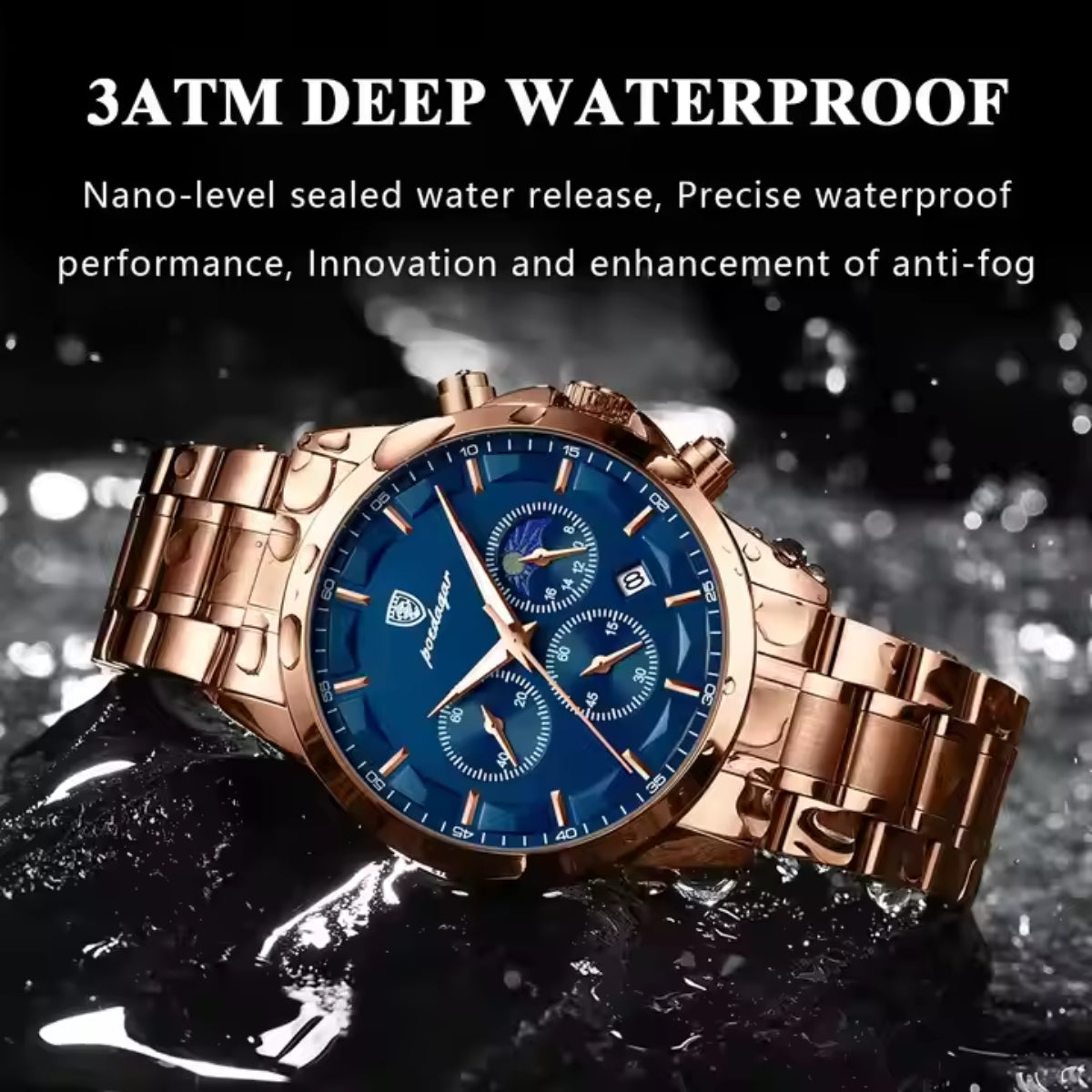 Luminous Stainless Steel Band Waterproof Multifunction Quartz Watch