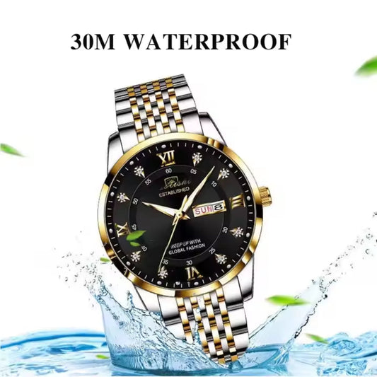 New Arrive Men Watches Stainless Steel Black Waterproof Luminous Japan Quartz Business Casual Simple Luxury Clock