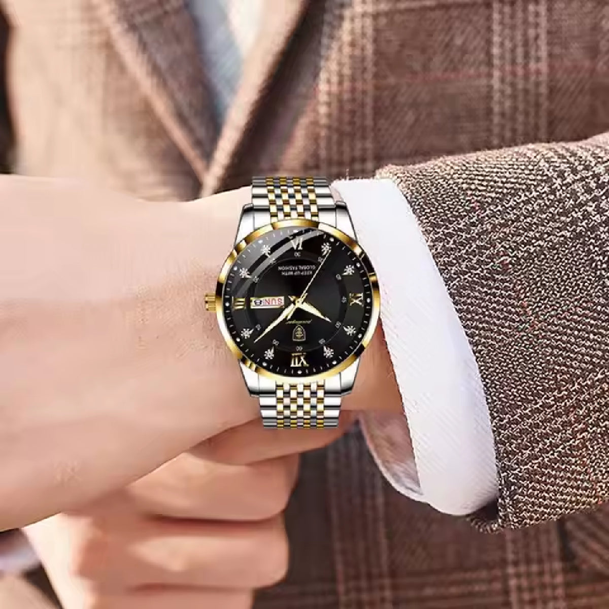 New Arrive Men Watches Stainless Steel Black Waterproof Luminous Japan Quartz Business Casual Simple Luxury Clock